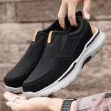 Leather Men's Casual Shoes Brown Black Slip On Sneakers Outdoor Jogging Lightweight Running Sport Mart Lion   