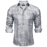 Luxury Men's Long Sleeve Shirts Red Green Blue Paisley Wedding Prom Party Casual Social Shirts Blouse Slim Fit Men's Clothing MartLion   