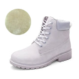 Spring Autumn Women Boots Riding Equestrian Ankle Ladies Platform  Lace-Up Shoes MartLion gray Plus velvet 43 insole 26.5cm 