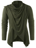 Medieval Men Asymmetrical Overlap Cardigan Casual Knitted Long Sleeve Sweater Shawl Collar Open Front Tops Men Vintage Sweaters MartLion army green XXXL 