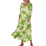 Long Dresses Delicate St Patrick's Day Print Mid-Calf For Woman O-Neck 3/4 Sleeves Ladies Frocks MartLion Beige M United States