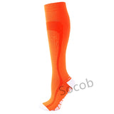 Compression Socks Solid Color Men's Women Running Socks Varicose Vein Knee High Leg Support Stretch Pressure Circulation Stocking Mart Lion 02-Orange S-M 