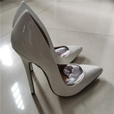 High Heels Shoes Women Pumps Large White Stiletto Heel Patent Leather Office Wedding Shoes Hey MartLion