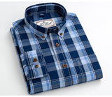 England Style Contrast Casual Checkered Shirts Button-down Soft Cotton  Long Sleeve Standard-fit Plaid Shirt MartLion   