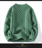 Men's Knitted Sweatshirts Crewneck Sweater Pullover Jumpers Green Clothing Autumn Winter Tops MartLion   