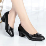 Women Classic Pointed Toe Spring Slip on Square Heel Pumps Elegant Shoes MartLion f 38 