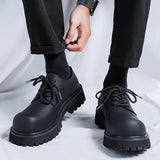 Men's Big-head Derby Casual Leather Shoes with High Platform Autumn Winter Designer Black Dress MartLion   