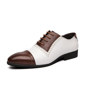Mix-color Men's Brogue Shoes Leather Dress Low-heel Social zapatos hombre vestir MartLion zongbai QB6834 38 CHINA
