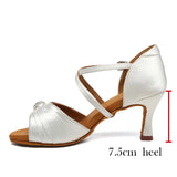 Woman Shoes For Dancing Latin Girls Ballroom Ladies Modern Tango Jazz Practice Salsa Sandals White MartLion White3 7.5CM 41 (25.5cm) CHINA