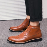 Formal Shoes Men's Dress Oxford Dressing PU Leather Ankle Boots Anti-slip Mart Lion   