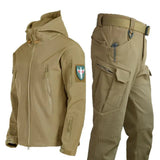 Men's Winter Fleece Army Military Tactical Waterproof Softshell Jackets Coat Combat Pants Fishing Hiking Camping Climbing Trousers MartLion Khaki Pant X7 1 S 45-55kg 