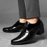 Men's Red  White Luxury Oxford Shoes Height Increase Patent Leather Formal Office Wedding High Heels MartLion Black 821 45 