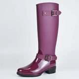 Spring winter boots brand design mid-calf boots student zip rain boots preppy shoes woman buckle rubber rainboots MartLion Lavender 5 