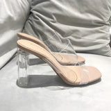 Summer Women Pumps Sandals PVC Jelly Slippers Open Toe High Heels Transparent Perspex Slippers Shoes Heel Clear MartLion   