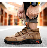 Men's Shoes Autumn Non Slip Comfy Ankle Boots Hand Stitching Casual Soft Hiking Working Mart Lion   
