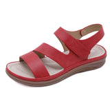 Summer Shoes Women Sandals Thick Sole Non-slip Holiday Flat Ladies Soft MartLion Red 5.5 