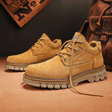 Winter Plush High Top Men's Black Boots Lace-Up Round Toe Leisure All-match Men's Casual Leather Shoes Non-slip Rubber MartLion