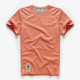 Men's Solid T-shirt Cotton t shirt Men Causal O-neck Basic shirt Male MartLion orange30 XXL 