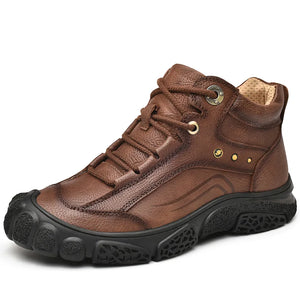 Golden Sapling Outdoor Men's Boots Genuine Leather Winter Shoes Classics Mountain Trekking Footwear Tactical MartLion Dark Brown 41 
