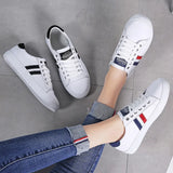 Women's Genuine Leather Sneakers Casual Sports Shoes Vulcanized White Flat Shoe Ladies White Sneakers MartLion   