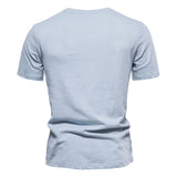 Outdoor Casual T-shirt Men's Pure Cotton Breathable Knitted Short Sleeve Solid Color Mart Lion   