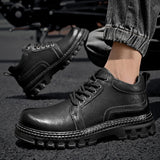 Leather Men Boots Cow Leather Upper Durable Sole Lace up Winter Boots Leisure Outdoor Shoes For Man
