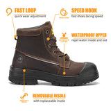 Steel Toe Work Boots for Men's 6 Inch Full Grain Leather Electrical Insulation Non-Slip Impact Resistance MartLion   