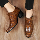 Elevator Shoes for Men's Heel Formal Leather Brown Loafers Dress Crocodile Heightening MartLion   