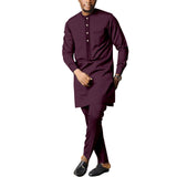Clothes for Men's Long Sleeve Designer Tradition Casual Dashiki Top Shirts and Pants Sets MartLion T10 S 
