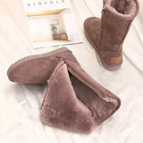 Women Suede Leather Warm Snow Boots Winter Causal Plush Fluffy Anti-cold Zipper Platform Shoes MartLion   