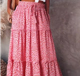 Ethnic Style Vintage Long Skirt Women Summer Loose Beach Ladies  Casual MartLion   