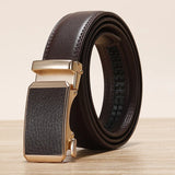 Golden Automatic Buckle Belt Men's and Women Universal Casual Red Blue Green Black White Female Waistband MartLion Brown CHINA 130cm