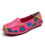 Spring Autumn Women Flats Split Leather Shoes Slip on Ballet Flats Flats Print Moccasins Loafers MartLion   