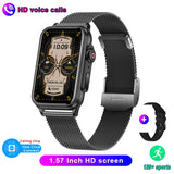 Bluetooth Call Smart Watch AI Voice Assistant Fitness Tracker 1.57 Inch HD Screen Smartwatch Men Women For Android IOS MartLion Black net  