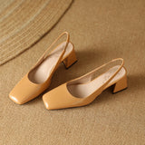 Elegant  Sandals Women Summer Shoes Pink Black Nude Medium Heels Pumps Close Toe Office Party Shoe Female MartLion   