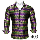 Barry Wang Exquisite Blue Silk Paisley Men's Shirt Four Seasons Lapel Long Sleeve Embroidered Leisure Fit Party Wedding MartLion   