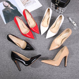 Women Pointed Toe Pumps Patent Leather Dress Red 11CM High Heels Boat Shoes Mart Lion   