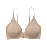 Women  Front Closure Button Bralette Padded Backless Strap Small Chest MartLion Milky apricot color M 34-75AB 