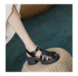 Summer Leisure Thick Soled Ankle Boots Classic Round Toe Roman Sandals Women Strap Buckle Designer Mart Lion   