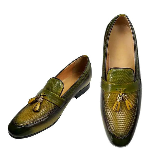  Men's Outdoor Everyday Casual Shoes Designer Elegant Luxury Slip on Black and Green Penny Loafers CN MartLion - Mart Lion