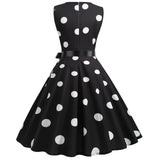 Polka Dot Summer Ladies Dress Vintage Retro With Sleeveless V-Neck  Robe Casual MartLion   