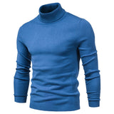 Winter Turtleneck Thick Men's Sweaters Casual Turtle Neck Solid Color Warm Slim Turtleneck Sweaters Pullover Mart Lion HIGH001-MD-blue Size M 55-65kg 
