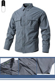 High Stretch Tooling Shirt Mens Outdoor Casual Waterproof Long Sleeved Tops Tactics Quick Drying Pockets MartLion   