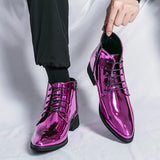 Luxury Glitter Men's Dress Boots Trendy Purple High Top Wedding Shoes Pointed Zippers Men's Social MartLion   