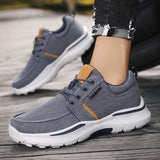 Breathable Men's Canvas Casual Shoes Lace Up Flat Lightweight Outdoor Sneakers Durable Quick Dry Sport Tenis Mart Lion   