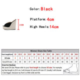 Liyke Platform Wedges Slippers Summer Peep Toe 14CM Heels Shoes Woman Super High Mules Female Sandals Black Mart Lion   