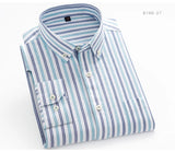 Men's Long Sleeve Plaid Checkered Heavy Cotton Shirt Single Patch Pocket Casual Shirts MartLion   