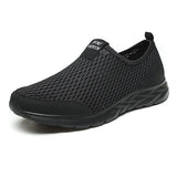 Men's Shoes Mesh Breathable Walking Shoes Unisex Slip-On Light Loafers Women Sneakers MartLion All black 48 
