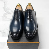 Genuine Leather Men's Formal Shoes Handmade Classic Whole Cut Oxfords Lace-up Plain Toe Wedding Dress MartLion   
