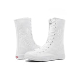 Casual Elevated Canvas Shoes with Inner Zipper Mid Sleeve Women's Women Sneakers MartLion white increase 34 